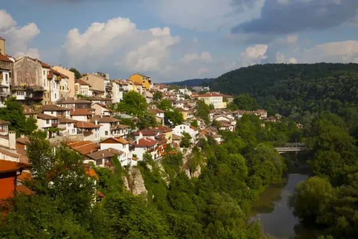 Framed Print : Stormy weather at dusk over hillside houses above the Yantra River, Veliko Tarnovo Framed Print : Stormy weather at dusk over hillside houses above the Yantra River, Veliko Tarnovo