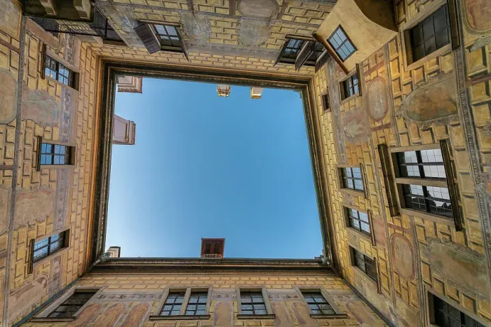 Framed Print : Straight up view of Cesky Krumlov Castle from the Chateau Courtyard, UNESCO World Heritage Site, Cesky Krumlov, South Bohemian Region, Czech Republic (Czechia), Europe Framed Print : Straight up view of Cesky Krumlov Castle from the Chateau Courtyard, UNESCO World Heritage Site, Cesky Krumlov, South Bohemian Region, Czech Republic (Czechia), Europe