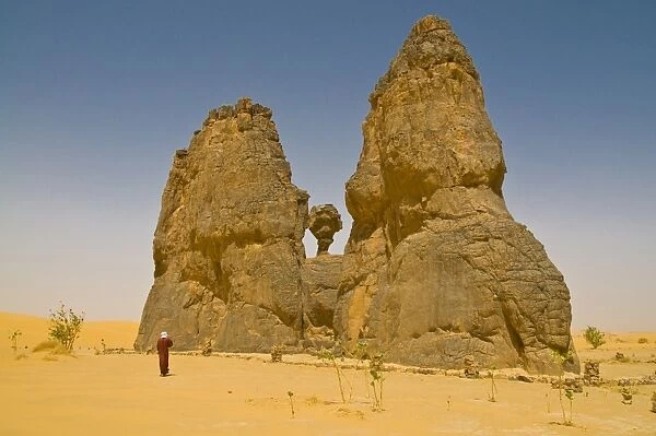 Strange rock formation La Vache Qui Pleure (the cow that cries), near Djanet, Algeria, North Africa