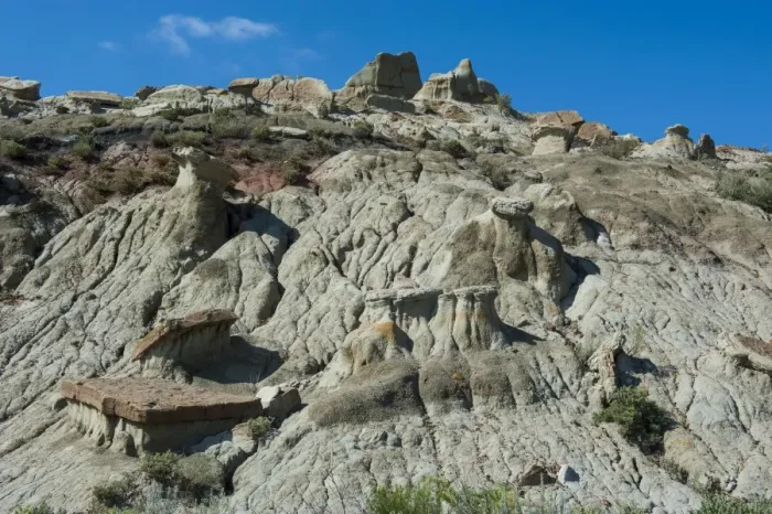 Framed Print : Strange rock formations in the Roosevelt National Park, North Dakota, United States of America, North America Framed Print : Strange rock formations in the Roosevelt National Park, North Dakota, United States of America, North America