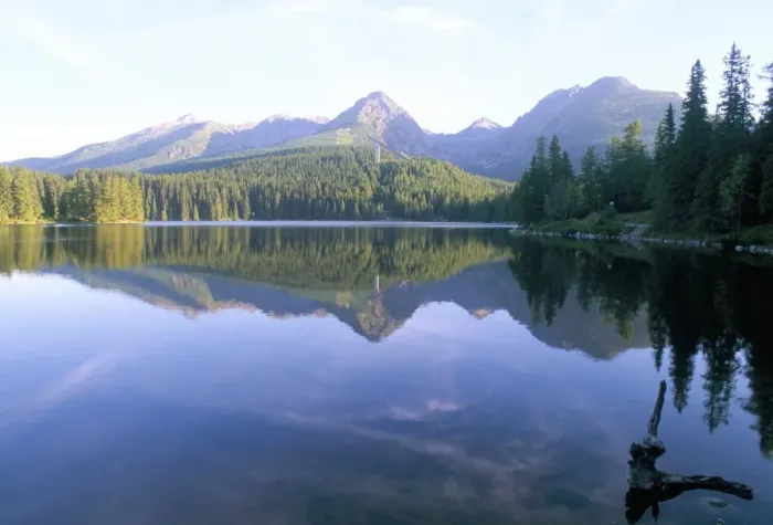Framed Print : Strbske pleso (lake) and peaks of Vysoke Tatry mountains at sunrise Framed Print : Strbske pleso (lake) and peaks of Vysoke Tatry mountains at sunrise