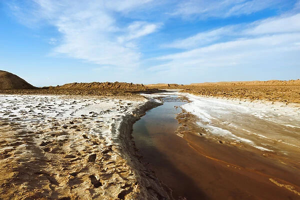 Stream flowing through the Dasht-e Lut (Lut Desert), Worlds hottest place