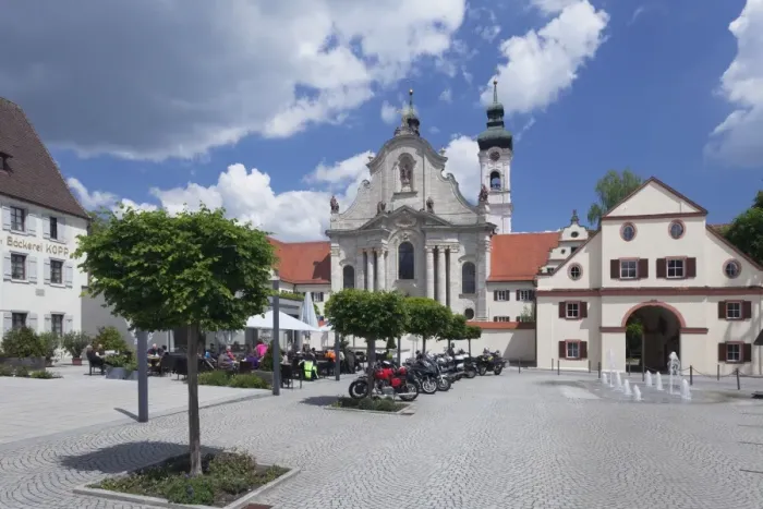 Framed Print : Street cafe in front of Baroque cathedral, Zwiefalten Monastery, Swabian Alb, Baden Wurttemberg, Germany, Europe Framed Print : Street cafe in front of Baroque cathedral, Zwiefalten Monastery, Swabian Alb, Baden Wurttemberg, Germany, Europe