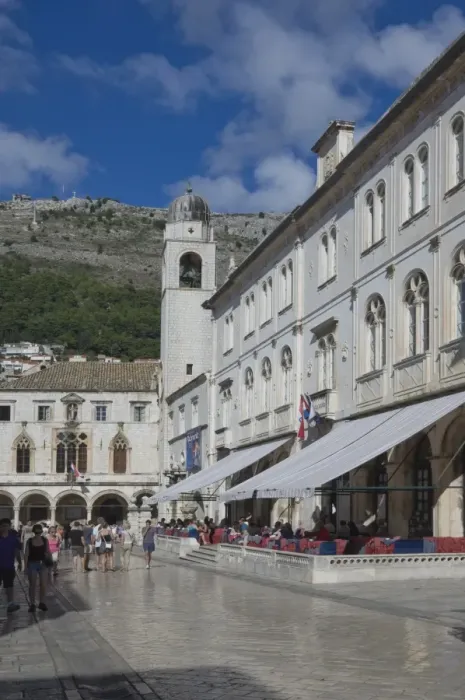 Framed Print : Street with cafes, foot worn polished pavement and the Clock Tower, Old City, Dubrovnik, UNESCO World Heritage Site, Croatia, Europe Framed Print : Street with cafes, foot worn polished pavement and the Clock Tower, Old City, Dubrovnik, UNESCO World Heritage Site, Croatia, Europe