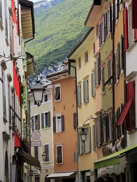 A street in the centre of the medieval town of Arco, near Lake Garda and Verona
