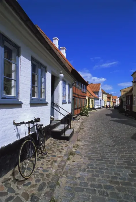 Framed Print : Street of colourful houses, Aeroskobing, island of Aero, Denmark, Scandinavia, Europe Framed Print : Street of colourful houses, Aeroskobing, island of Aero, Denmark, Scandinavia, Europe