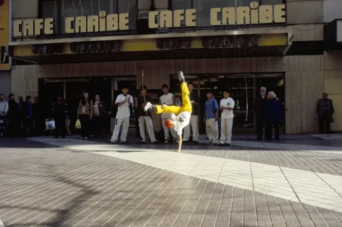 Framed Print : Street dancer, Santiago, Chile, South America Framed Print : Street dancer, Santiago, Chile, South America