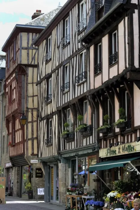 Framed Print : Street of half timbered houses, Dinan, Cotes d Armor, Brittany, France, Europe Framed Print : Street of half timbered houses, Dinan, Cotes d Armor, Brittany, France, Europe