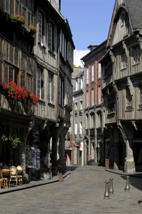Framed Print : Street of half timbered houses, Dinan, Cotes d Armor, Brittany, France, Europe Framed Print : Street of half timbered houses, Dinan, Cotes d Armor, Brittany, France, Europe