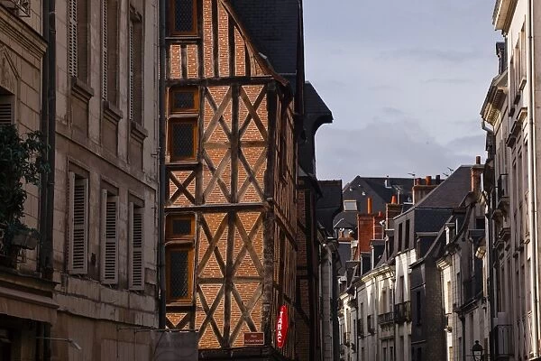 A street with half timbered houses in Vieux or Old Tours, the city is in the UNESCO World Heritage Site protected Loire Valley, Tours, Indre-et-Loire, France, Europe