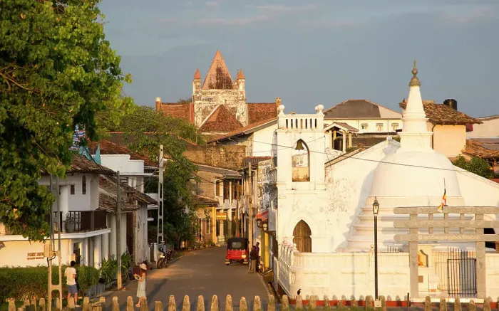 Framed Print : Street and house in historic town with Christian church and Buddhist temple, UNESCO World Heritage Site, Galle, Sri Lanka, Asia Framed Print : Street and house in historic town with Christian church and Buddhist temple, UNESCO World Heritage Site, Galle, Sri Lanka, Asia
