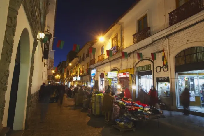 Framed Print : Street market at dusk, La Paz, Bolivia, South America Framed Print : Street market at dusk, La Paz, Bolivia, South America
