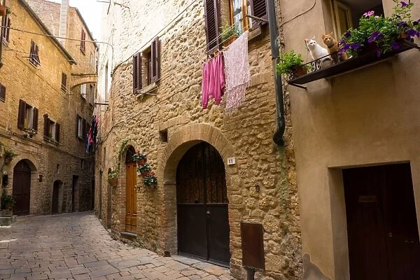 Street in old town, Volterra, Tuscany, Italy, Europe