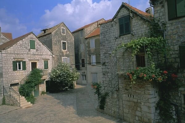 Street in the port of Stari Grad, Hvar Island, Dalmatia, Dalmatian coast