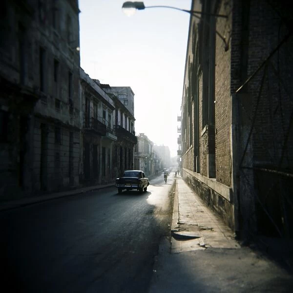 Street scene with old American car, Havana, Cuba, West Indies, Central America