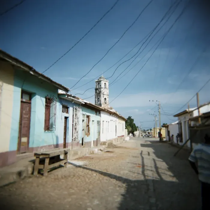 Framed Print : Street scene with old church in distance, Trinidad, Cuba, West Indies, Central America Framed Print : Street scene with old church in distance, Trinidad, Cuba, West Indies, Central America