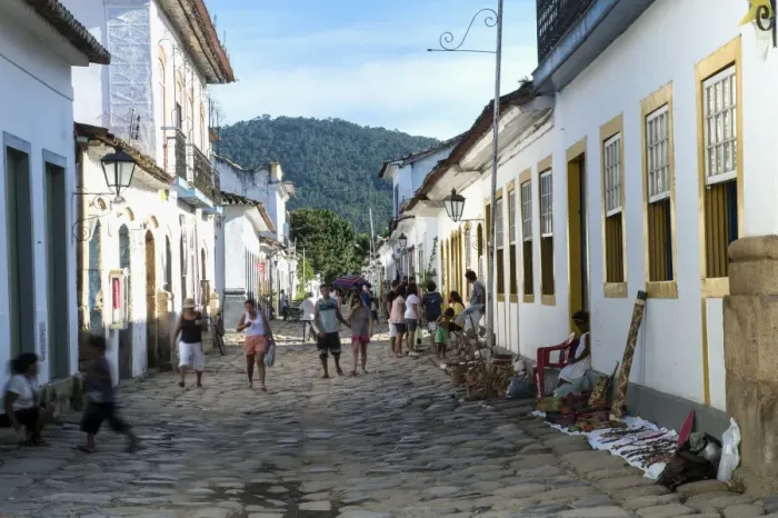 Framed Print : Street scene, Paraty, Rio de Janeiro State, Brazil, South America Framed Print : Street scene, Paraty, Rio de Janeiro State, Brazil, South America
