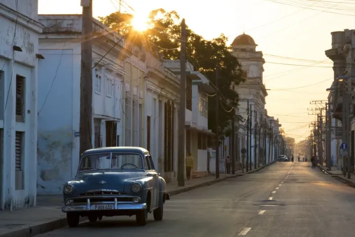 Framed Print : Street scene at sunrise with vintage American car, Cienfuegos, UNESCO World Heritage Site, Cuba, West Indies, Caribbean, Central America Framed Print : Street scene at sunrise with vintage American car, Cienfuegos, UNESCO World Heritage Site, Cuba, West Indies, Caribbean, Central America