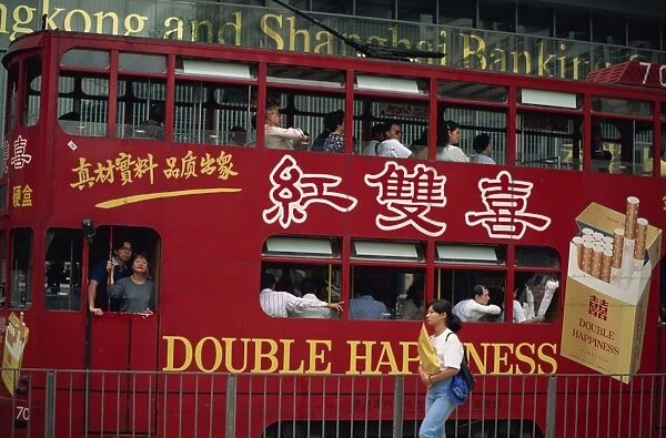 Street scene and tram, Hong Kong, China, Asia