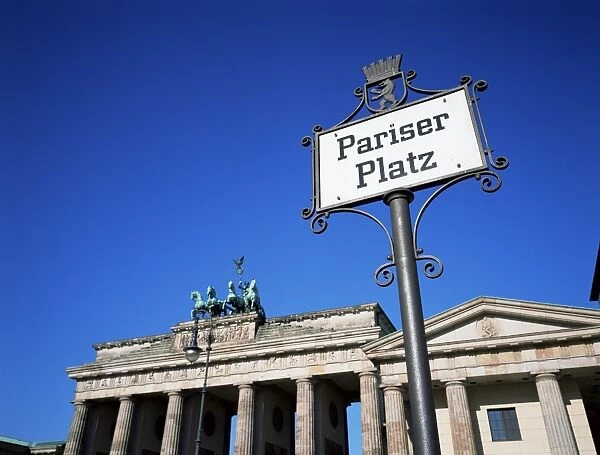 Street sign and Brandenburg Gate