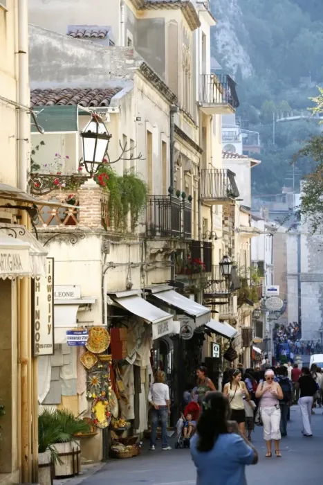 Framed Print : Street in Taormina, Sicily, Italy, Europe