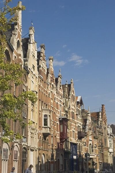 Street of traditional gabled houses, Ghent, Belgium, Europe
