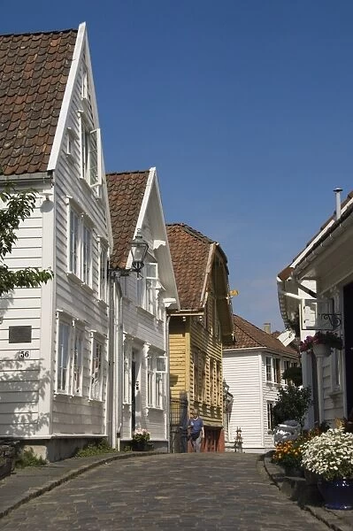 A street of wooden houses in the old town area adjacent to the harbour