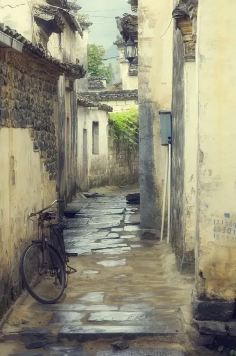Framed Print : Back street, Xi Di (Xidi) village, UNESCO World Heritage Site, Anhui Province