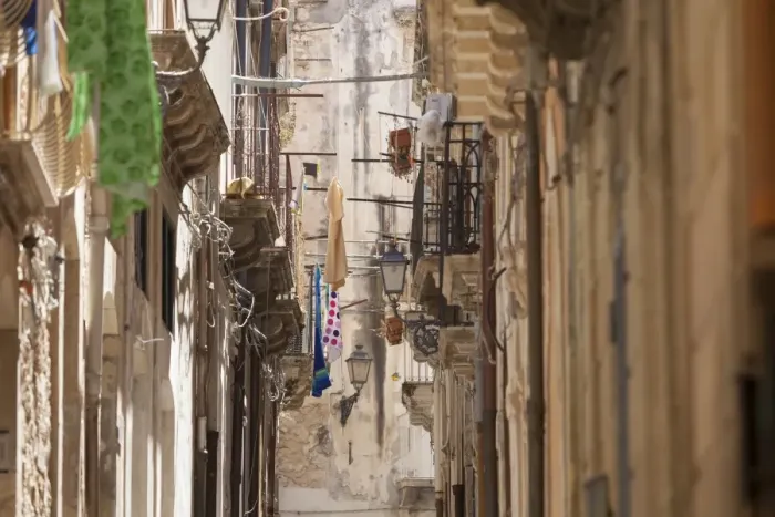 Framed Print : Back streets, balconies, Ortigia, Syracuse, Sicily, Italy, Europe Framed Print : Back streets, balconies, Ortigia, Syracuse, Sicily, Italy, Europe