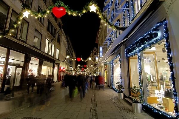 Stroget Ostergade shopping area at Christmas, Copenhagen, Denmark, Scandinavia, Europe