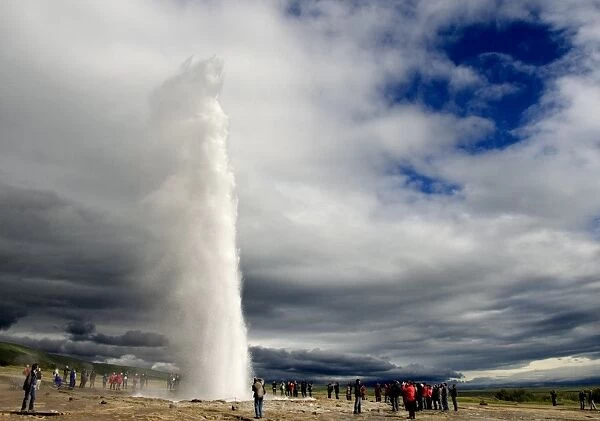Strokkur at full height, the powerful geyser that erupts every 10 minutes