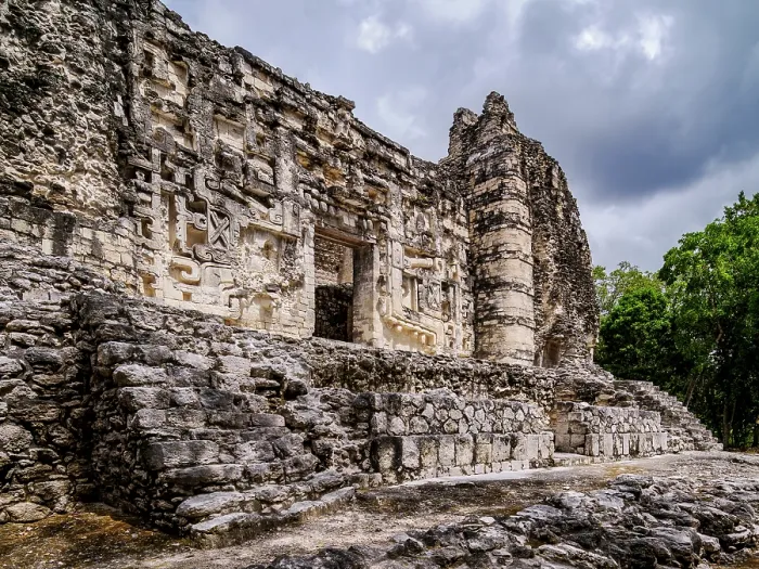 Framed Print : Structure II with menacing jaws of the serpent god Itzamna entrance, Hormiguero Archaeological Site, Campeche State, Mexico