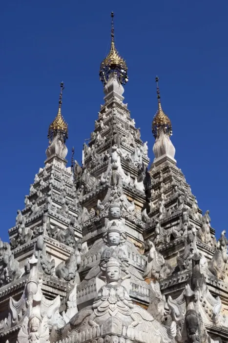 Framed Print : Stucco carvings on a Shan stupa, Tharkong Pagoda, Inle Lake, Shan State, Myanmar (Burma), Asia Framed Print : Stucco carvings on a Shan stupa, Tharkong Pagoda, Inle Lake, Shan State, Myanmar (Burma), Asia