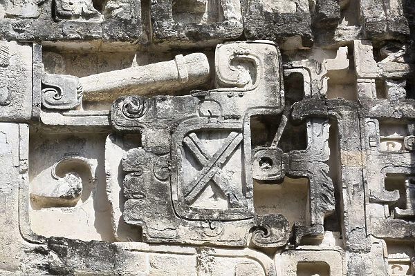 Stucco Designs, Structure II, Mayan Ruins, Hormiguero Archaeological Zone, Rio Bec Style, Campeche State, Mexico, North America