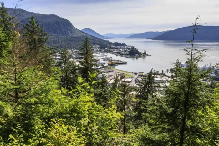 Framed Print : Stunning view, Wrangell and landscape from Mount Dewey trail lookout, Wrangell, pioneer port Framed Print : Stunning view, Wrangell and landscape from Mount Dewey trail lookout, Wrangell, pioneer port