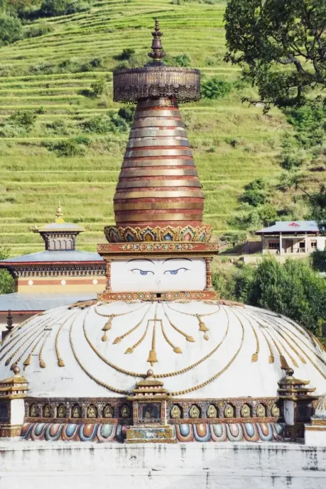 Framed Print : Stupa with Buddha eyes, Punakha, Bhutan, Asia