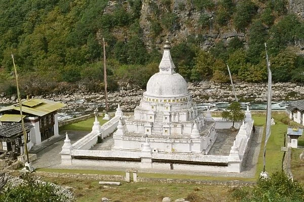 A stupa at Tashi Yangtse in eastern Bhutan, Asia