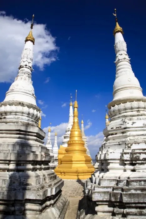 Framed Print : Stupas, Namhsan, Shan State, Myanmar, Asia