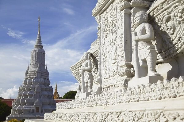 Stupas at Silver Pagoda in Royal Palace, Phnom Penh, Cambodia, Indochina, Southeast Asia, Asia