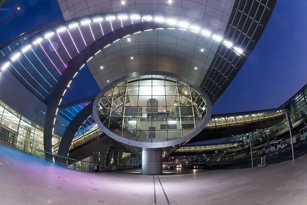 Stylish modern architecture of Terminal 3, opened in 2010, Dubai International Airport