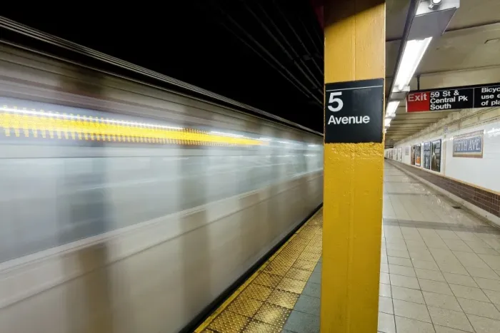 Framed Print : Subway station and train in motion, Manhattan, New York City, New York Framed Print : Subway station and train in motion, Manhattan, New York City, New York