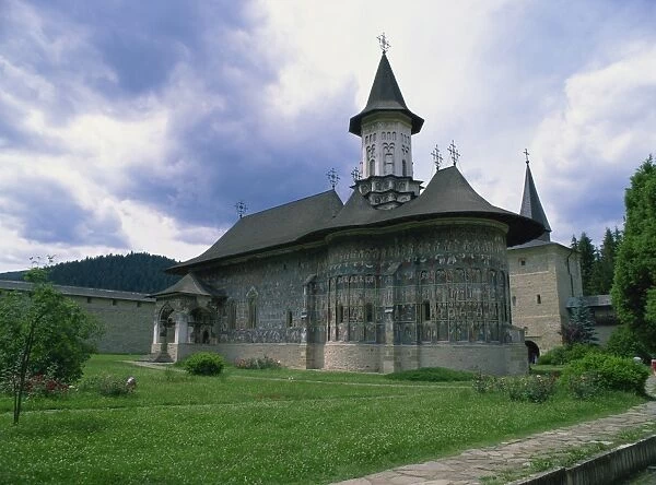 Sucevita Monastery from the southeast, with wall paintings dating from around 1590