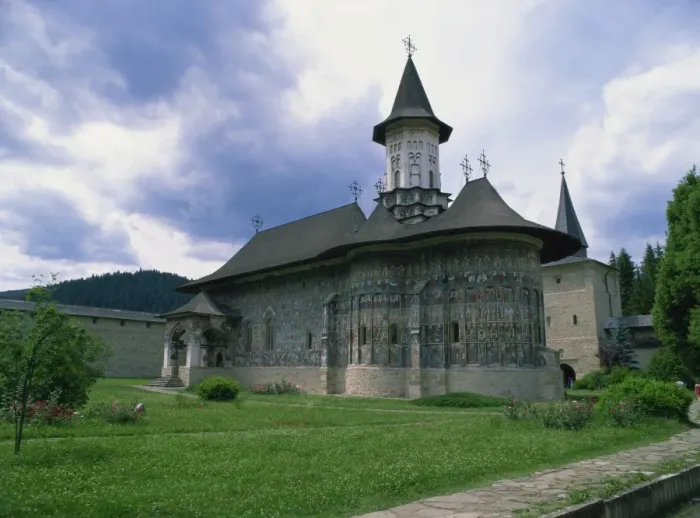 Framed Print : Sucevita Monastery from the southeast, with wall paintings dating from around 1590 Framed Print : Sucevita Monastery from the southeast, with wall paintings dating from around 1590