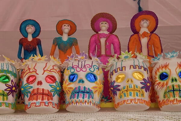 Sugar skull decorations for the Day of the Dead festival, San Miguel de Allende