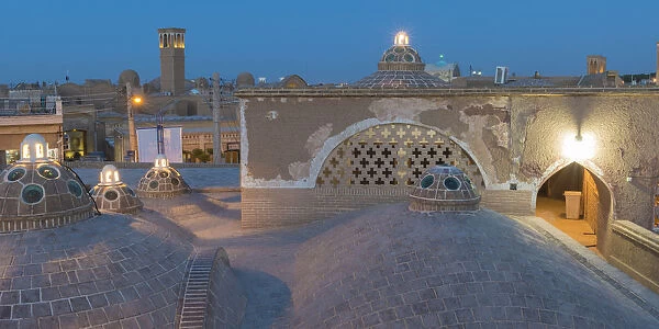 Sultan Amir Ahmad Bathhouse, roof domes at sunset, Kashan, Isfahan Province, Islamic