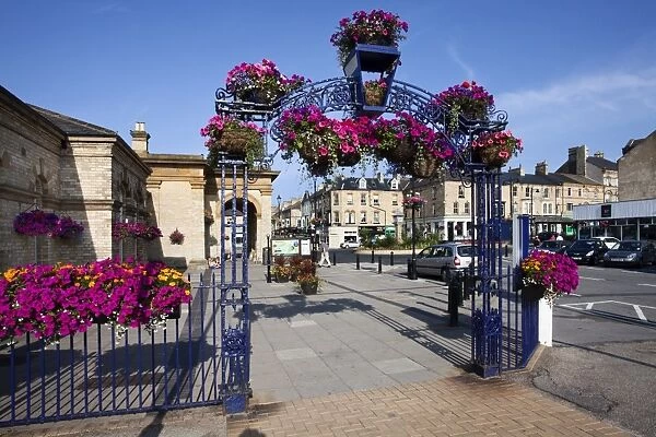 Summer flower display at Saltburn Station, Saltburn by the Sea, Redcar and Cleveland, North Yorkshire, Yorkshire, England, United Kingdom, Europe