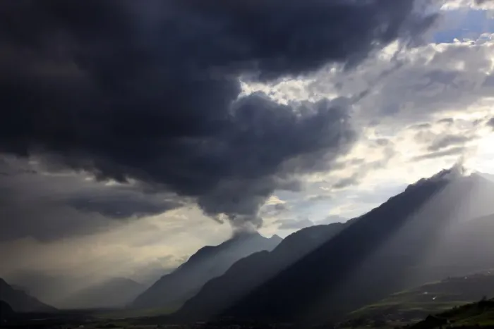Framed Print : Summer storm clearing over the mountains of the Valais region, Swiss Alps, Switzerland, Europe Framed Print : Summer storm clearing over the mountains of the Valais region, Swiss Alps, Switzerland, Europe