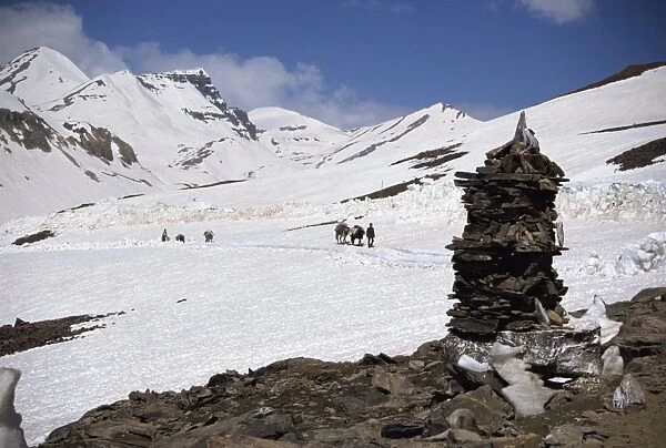 Summit of the Baralacha Pass at 5100m on Leh to Manali Road, Himachal Pradesh state
