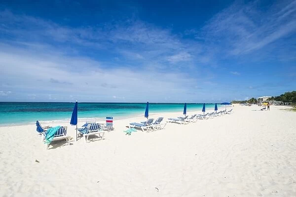 Sun loungers on world class Shoal Bay East beach, Anguilla, British Oversea territory