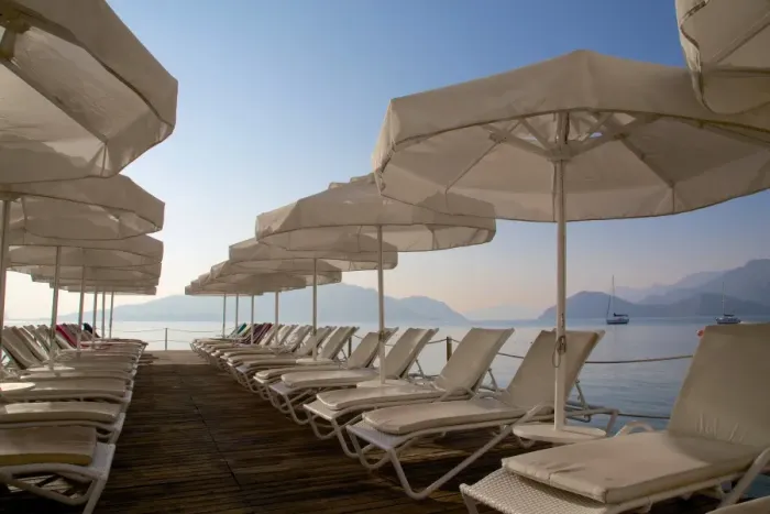 Framed Print : Sunbeds and sunshades, Marmaris, Anatolia, Turkey, Asia Minor, Eurasia Framed Print : Sunbeds and sunshades, Marmaris, Anatolia, Turkey, Asia Minor, Eurasia